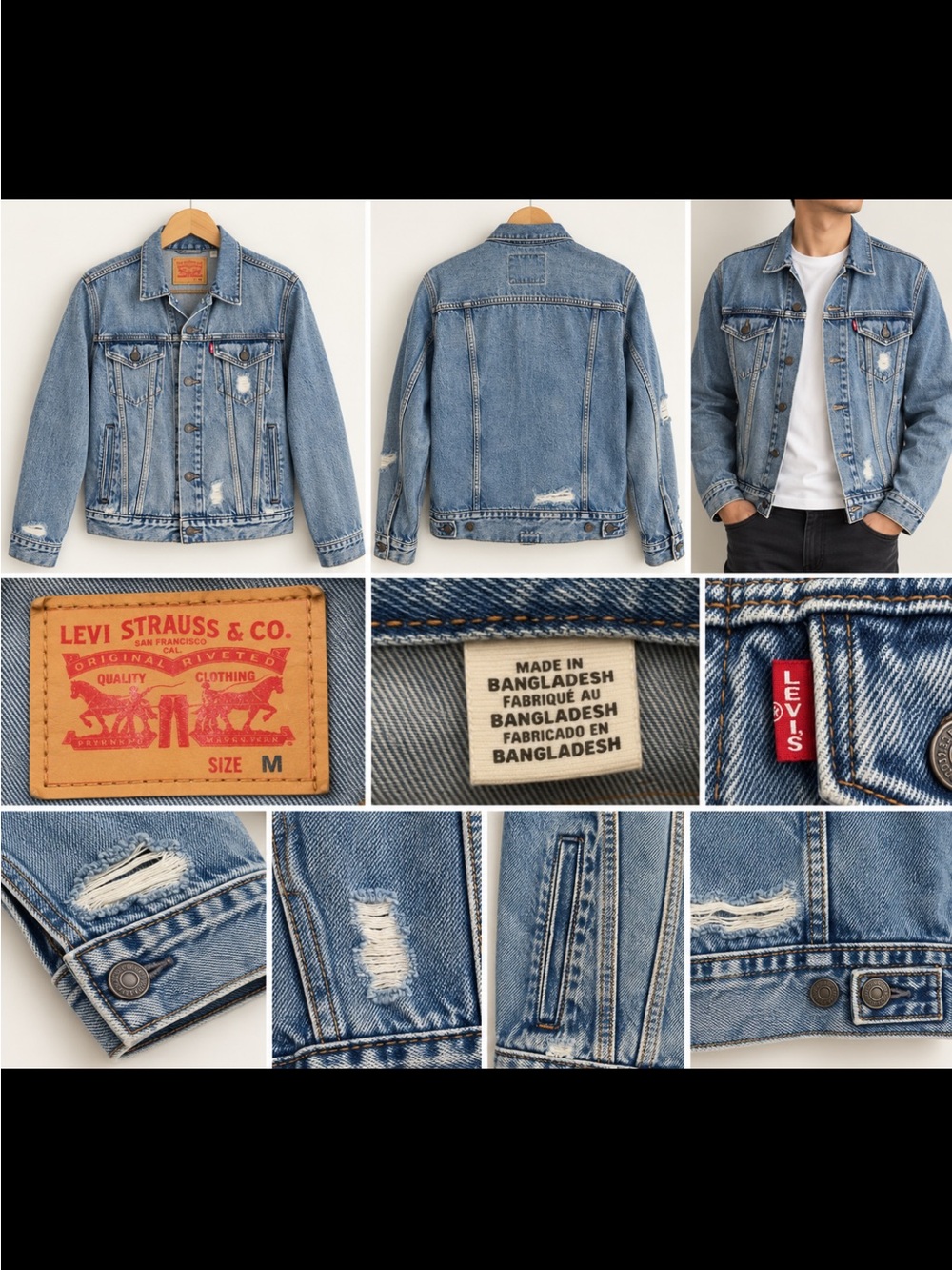 Levi's Light Blue Distressed Denim Truckers Jacket